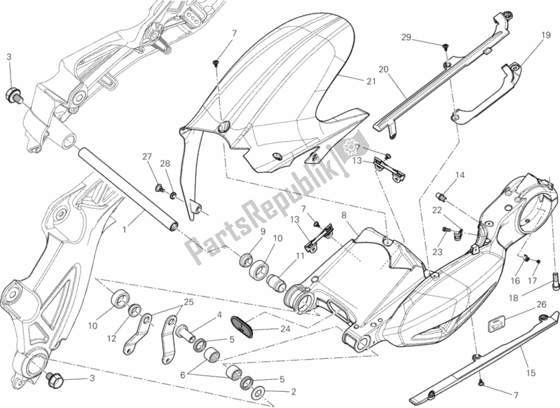 Toutes les pièces pour le Bras Oscillant du Ducati Diavel Carbon FL AUS 1200 2017